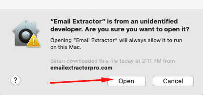 Click Open to confirm