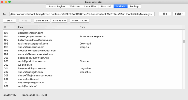 Extract from Outlook