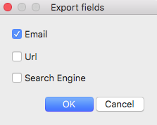 Export fields selection