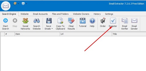 Email Extractor Registration Button