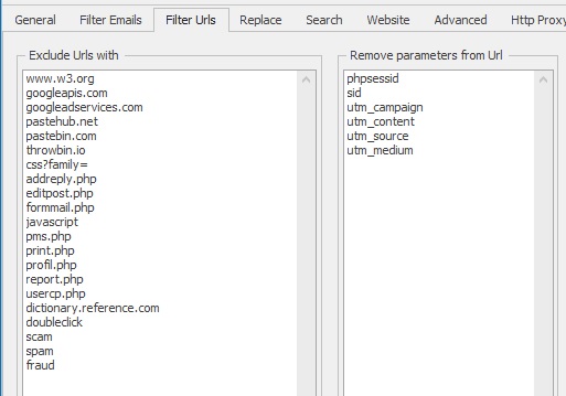 Exclude urls