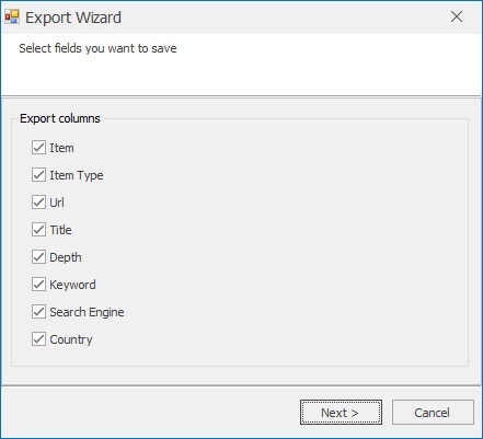 Export Wizard in Email Extractor