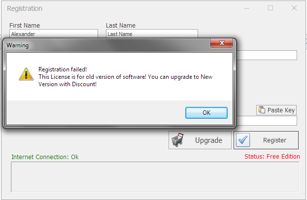 Upgrade Confirmation Message