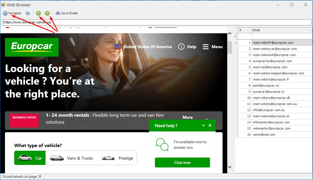 Surf website and collect emails automatically