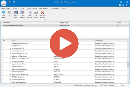 Extract emails and contacts from Gmail, Yahoo, Hotmail, and other POP/IMAP accounts